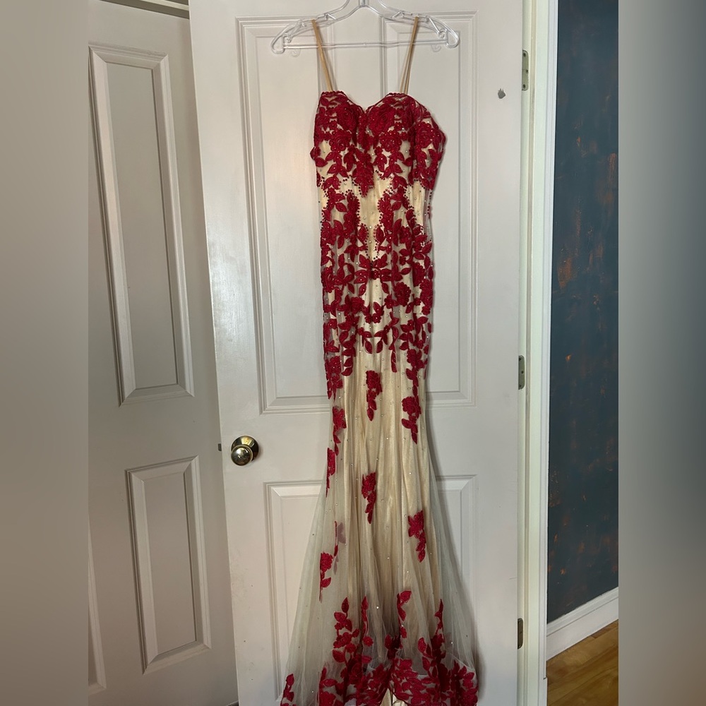 Red and Gold Prom Dress